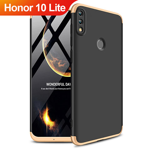 Funda Dura Plastico Rigida Mate Frontal y Trasera 360 Grados para Huawei Honor 10 Lite Oro y Negro