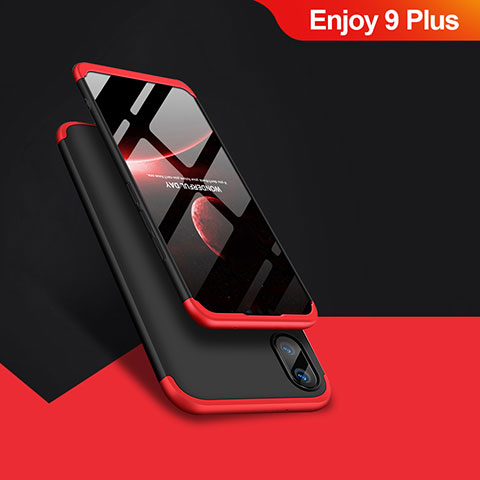 Funda Dura Plastico Rigida Mate Frontal y Trasera 360 Grados Q01 para Huawei Enjoy 9 Plus Rojo y Negro