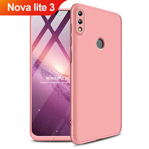 Funda Dura Plastico Rigida Mate Frontal y Trasera 360 Grados Q01 para Huawei Nova Lite 3 Oro Rosa