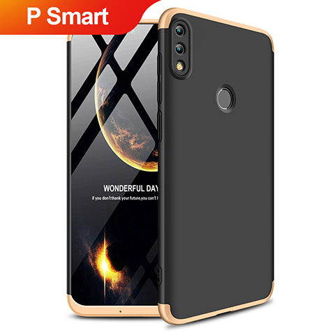 Funda Dura Plastico Rigida Mate Frontal y Trasera 360 Grados Q01 para Huawei P Smart (2019) Oro y Negro