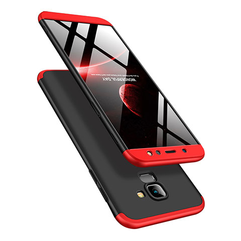 Funda Dura Plastico Rigida Mate Frontal y Trasera 360 Grados Q01 para Samsung Galaxy A6 (2018) Dual SIM Rojo y Negro