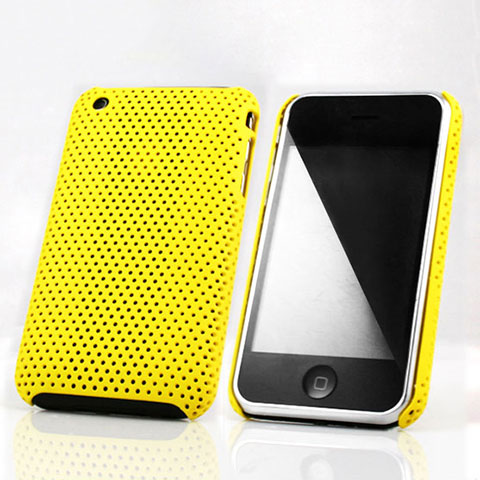 Funda Dura Plastico Rigida Perforada para Apple iPhone 3G 3GS Amarillo