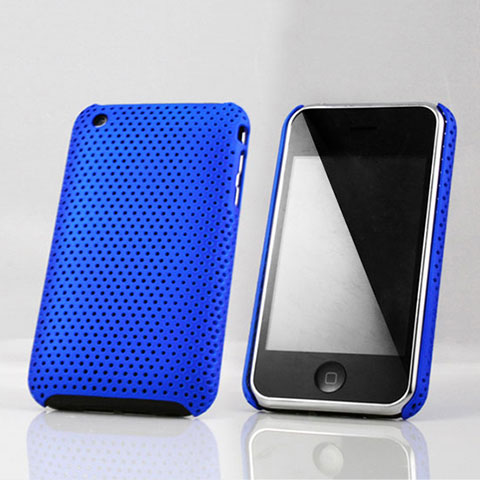 Funda Dura Plastico Rigida Perforada para Apple iPhone 3G 3GS Azul