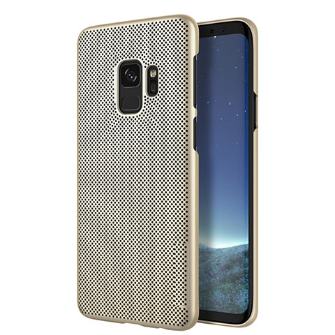 Funda Dura Plastico Rigida Perforada para Samsung Galaxy S9 Oro