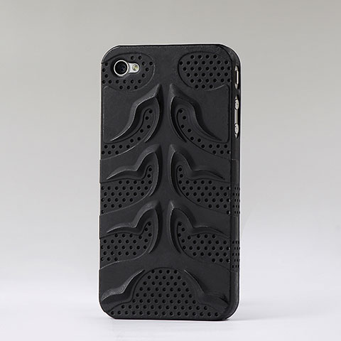 Funda Dura Plastico Rigida Perforada Peces para Apple iPhone 4S Negro