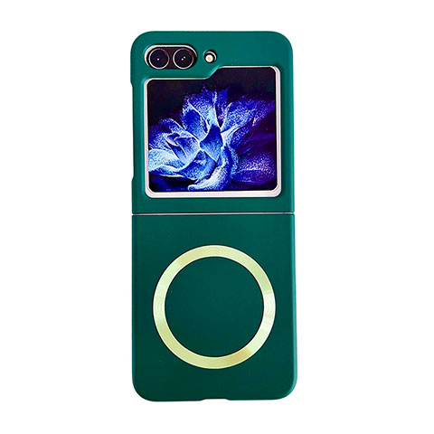 Funda Dura Plastico Rigida Sin Marco Carcasa Mate con Mag-Safe Magnetic BH1 para Samsung Galaxy Z Flip5 5G Verde Noche