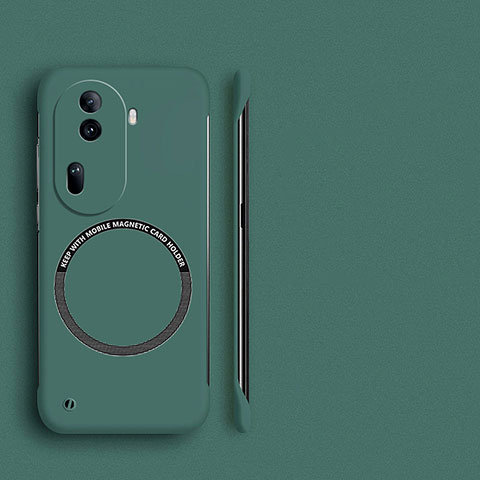 Funda Dura Plastico Rigida Sin Marco Carcasa Mate con Mag-Safe Magnetic para Oppo Reno11 Pro 5G Verde Noche