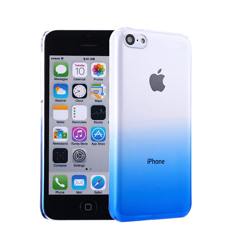 Funda Dura Plastico Rigida Transparente Gradient para Apple iPhone 5C Azul