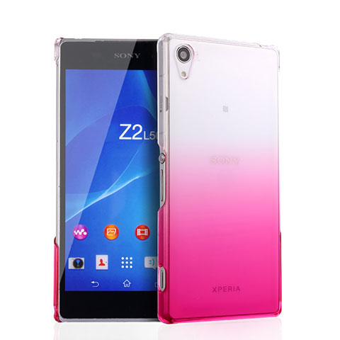 Funda Dura Plastico Rigida Transparente Gradient para Sony Xperia Z2 Rosa