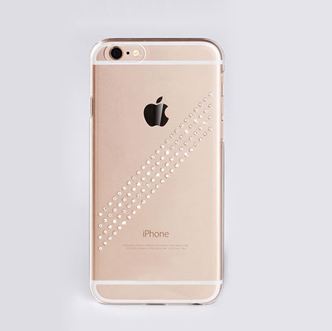 Funda Dura Rigida Lujo Diamante Brillante para Apple iPhone 6 Plus Blanco