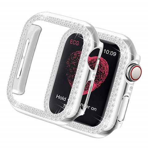 Funda Dura Rigida Lujo Diamante Brillante para Apple iWatch 5 44mm Plata