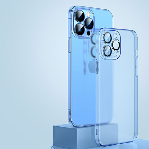 Funda Dura Ultrafina Carcasa Transparente Mate QC1 para Apple iPhone 14 Pro Azul