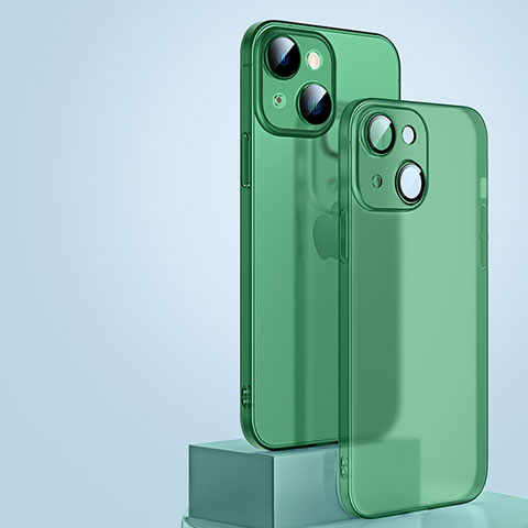 Funda Dura Ultrafina Carcasa Transparente Mate QC1 para Apple iPhone 15 Verde