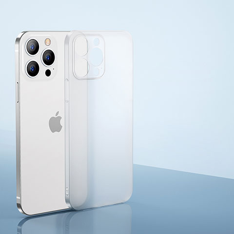 Funda Dura Ultrafina Carcasa Transparente Mate U01 para Apple iPhone 15 Pro Max Blanco