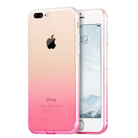 Funda Gel Ultrafina Transparente Gradiente G01 para Apple iPhone 7 Plus Rosa