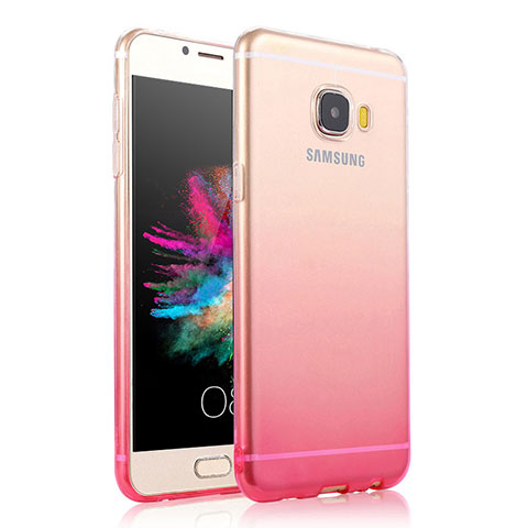 Funda Gel Ultrafina Transparente Gradiente para Samsung Galaxy C9 Pro C9000 Rosa