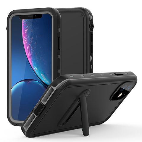 Funda Impermeable Bumper Silicona y Plastico Waterproof Carcasa 360 Grados con Soporte para Apple iPhone 11 Gris