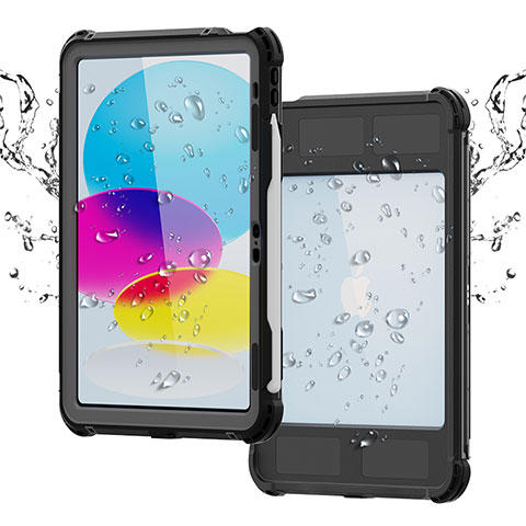 Funda Impermeable Bumper Silicona y Plastico Waterproof Carcasa 360 Grados para Apple iPad 10.9 (2022) Negro