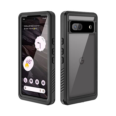 Funda Impermeable Bumper Silicona y Plastico Waterproof Carcasa 360 Grados para Google Pixel 7a 5G Negro