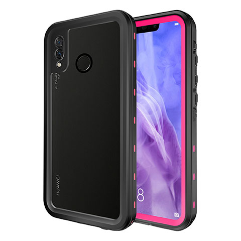 Funda Impermeable Bumper Silicona y Plastico Waterproof Carcasa 360 Grados para Huawei P20 Lite Rojo