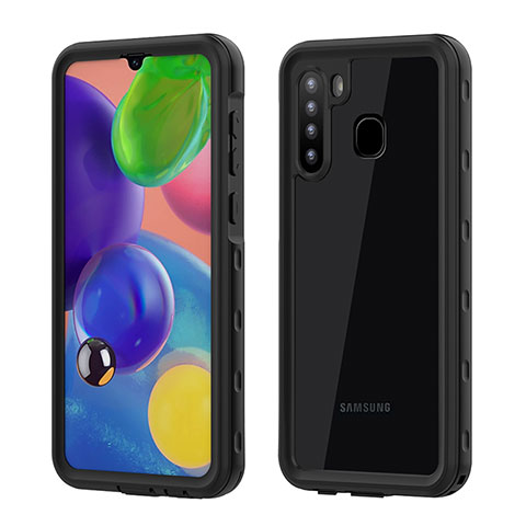 Funda Impermeable Bumper Silicona y Plastico Waterproof Carcasa 360 Grados para Samsung Galaxy A21 Negro