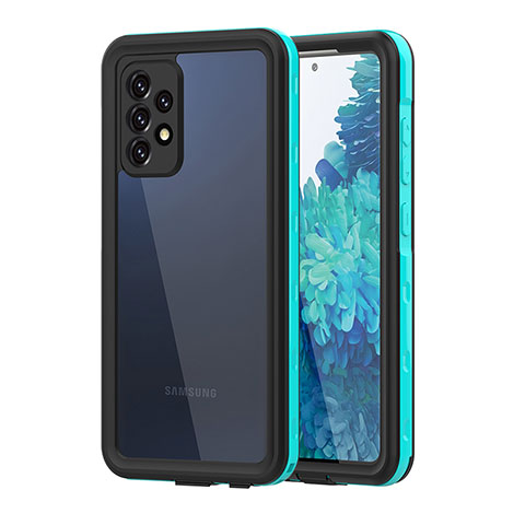 Funda Impermeable Bumper Silicona y Plastico Waterproof Carcasa 360 Grados para Samsung Galaxy A52 4G Azul y Negro