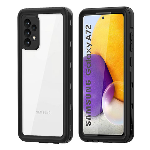 Funda Impermeable Bumper Silicona y Plastico Waterproof Carcasa 360 Grados para Samsung Galaxy A72 4G Negro
