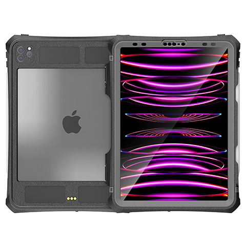 Funda Impermeable Bumper Silicona y Plastico Waterproof Carcasa 360 Grados W01 para Apple iPad Pro 11 (2021) Negro