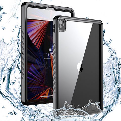 Funda Impermeable Bumper Silicona y Plastico Waterproof Carcasa 360 Grados W01 para Apple iPad Pro 12.9 (2021) Negro