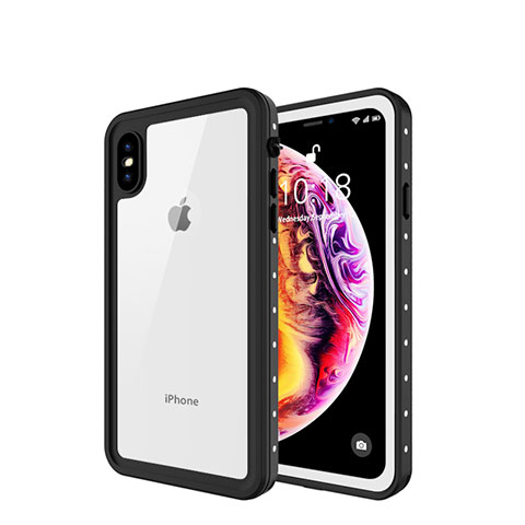 Funda Impermeable Bumper Silicona y Plastico Waterproof Carcasa 360 Grados W01 para Apple iPhone X Blanco