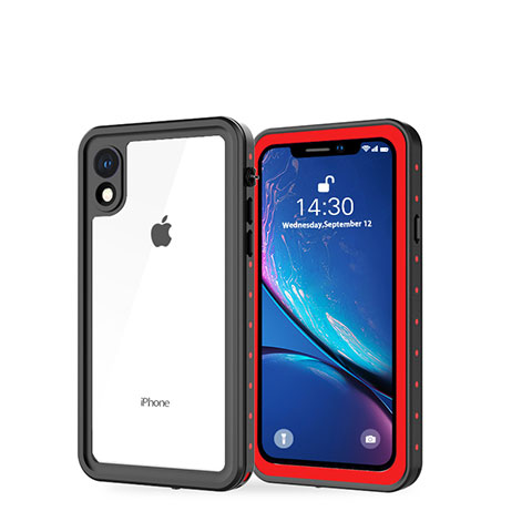 Funda Impermeable Bumper Silicona y Plastico Waterproof Carcasa 360 Grados W01 para Apple iPhone XR Rojo