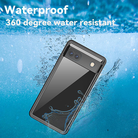 Funda Impermeable Bumper Silicona y Plastico Waterproof Carcasa 360 Grados W01 para Google Pixel 6a 5G Negro