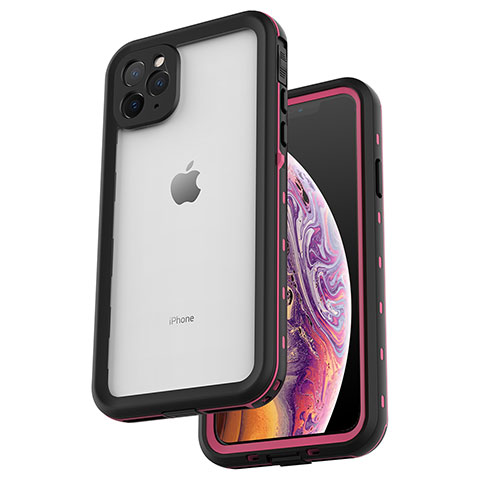 Funda Impermeable Bumper Silicona y Plastico Waterproof Carcasa 360 Grados W04 para Apple iPhone 11 Pro Max Oro Rosa