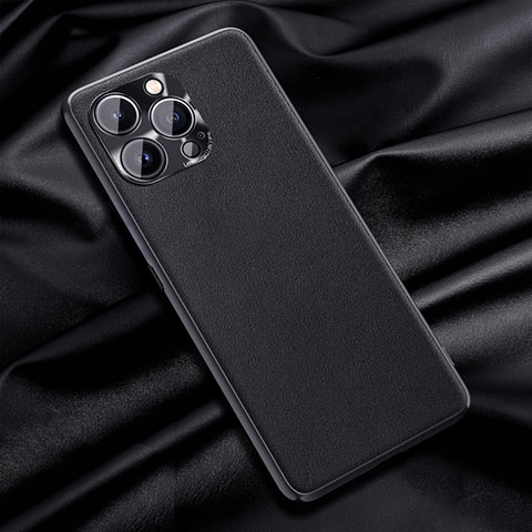 Funda Lujo Cuero Carcasa A01 para Apple iPhone 14 Pro Negro