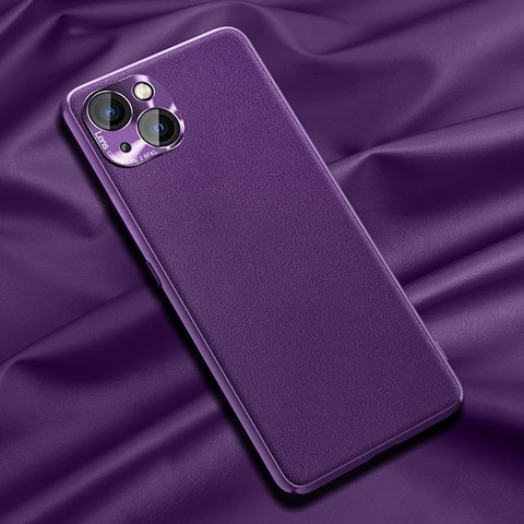 Funda Lujo Cuero Carcasa A01 para Apple iPhone 15 Plus Morado