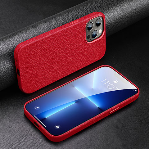 Funda Lujo Cuero Carcasa A03 para Apple iPhone 13 Pro Rojo