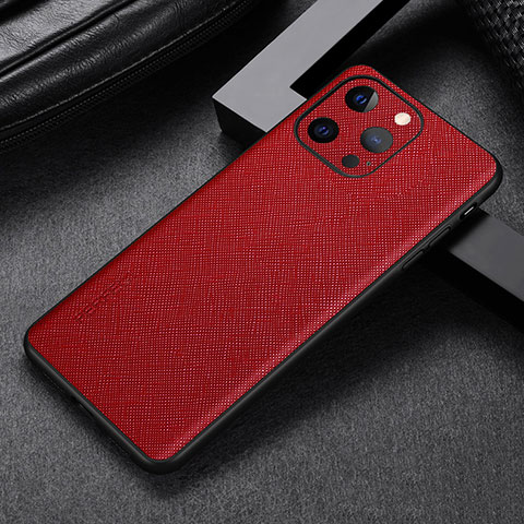 Funda Lujo Cuero Carcasa A04 para Apple iPhone 14 Pro Rojo