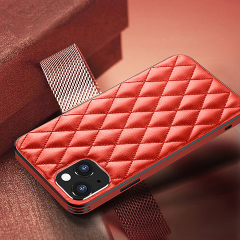 Funda Lujo Cuero Carcasa A07 para Apple iPhone 13 Rojo