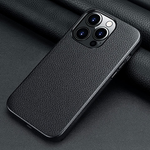 Funda Lujo Cuero Carcasa A09 para Apple iPhone 15 Pro Max Negro