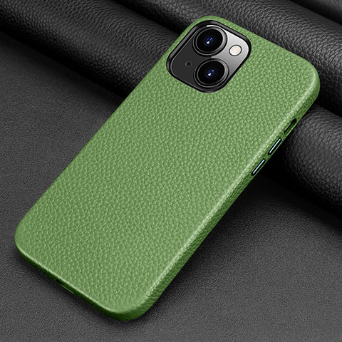 Funda Lujo Cuero Carcasa A09 para Apple iPhone 15 Verde