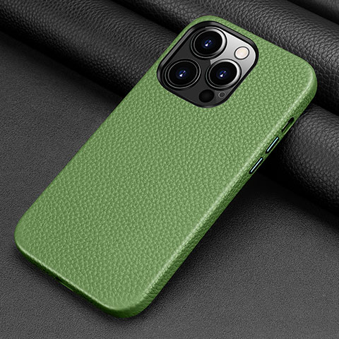 Funda Lujo Cuero Carcasa A09 para Apple iPhone 16 Pro Verde