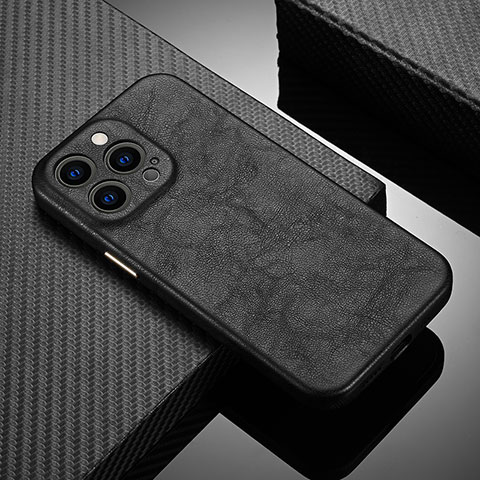 Funda Lujo Cuero Carcasa A10 para Apple iPhone 14 Pro Max Negro