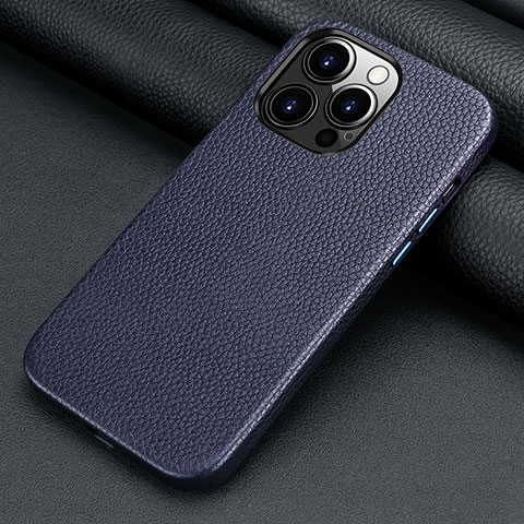 Funda Lujo Cuero Carcasa A13 para Apple iPhone 15 Pro Max Azul