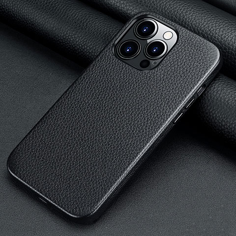 Funda Lujo Cuero Carcasa A13 para Apple iPhone 15 Pro Max Negro