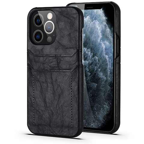 Funda Lujo Cuero Carcasa A14 para Apple iPhone 13 Pro Max Negro