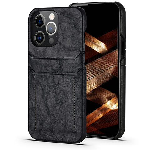 Funda Lujo Cuero Carcasa A14 para Apple iPhone 15 Pro Max Negro