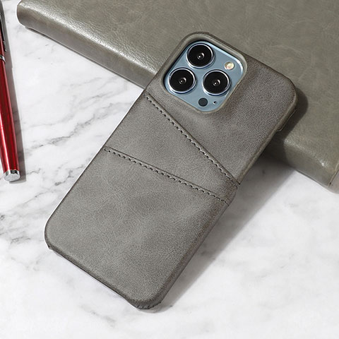 Funda Lujo Cuero Carcasa A15 para Apple iPhone 13 Pro Gris