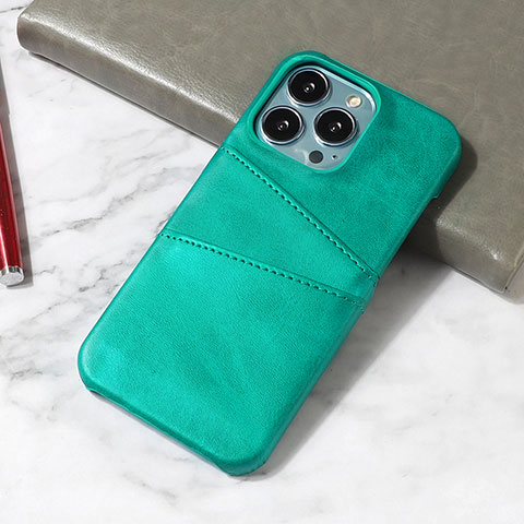 Funda Lujo Cuero Carcasa A15 para Apple iPhone 13 Pro Verde