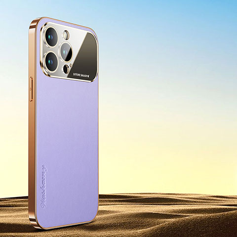 Funda Lujo Cuero Carcasa AC1 para Apple iPhone 15 Pro Max Morado