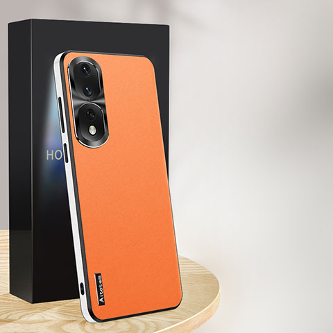 Funda Lujo Cuero Carcasa AT1 para Huawei Honor 80 Pro 5G Naranja